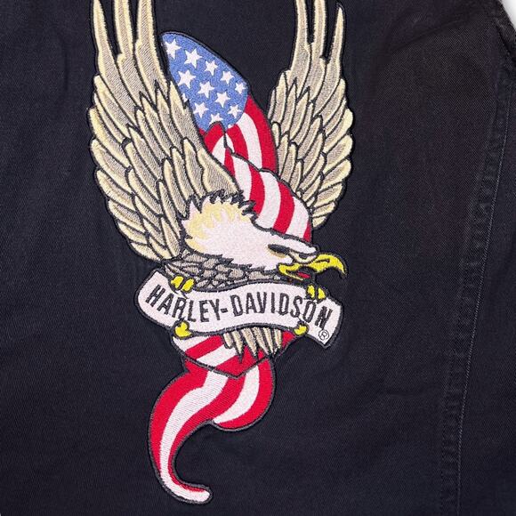 Vintage 90s Y2K Harley Davidson Women's Black Vest Jacket Eagle | Size Medium - Picture 5 of 5